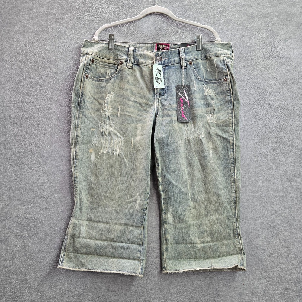 Torrid Women Jeans 18‎ Blue Denim Xray Capri Distressed High Rise 18" Inseam NWT